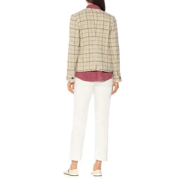 NWT Isabel Marant Etoile Lyra Grid Wool Jacket 34 One Button Roundneck Fitted - Picture 3 of 8